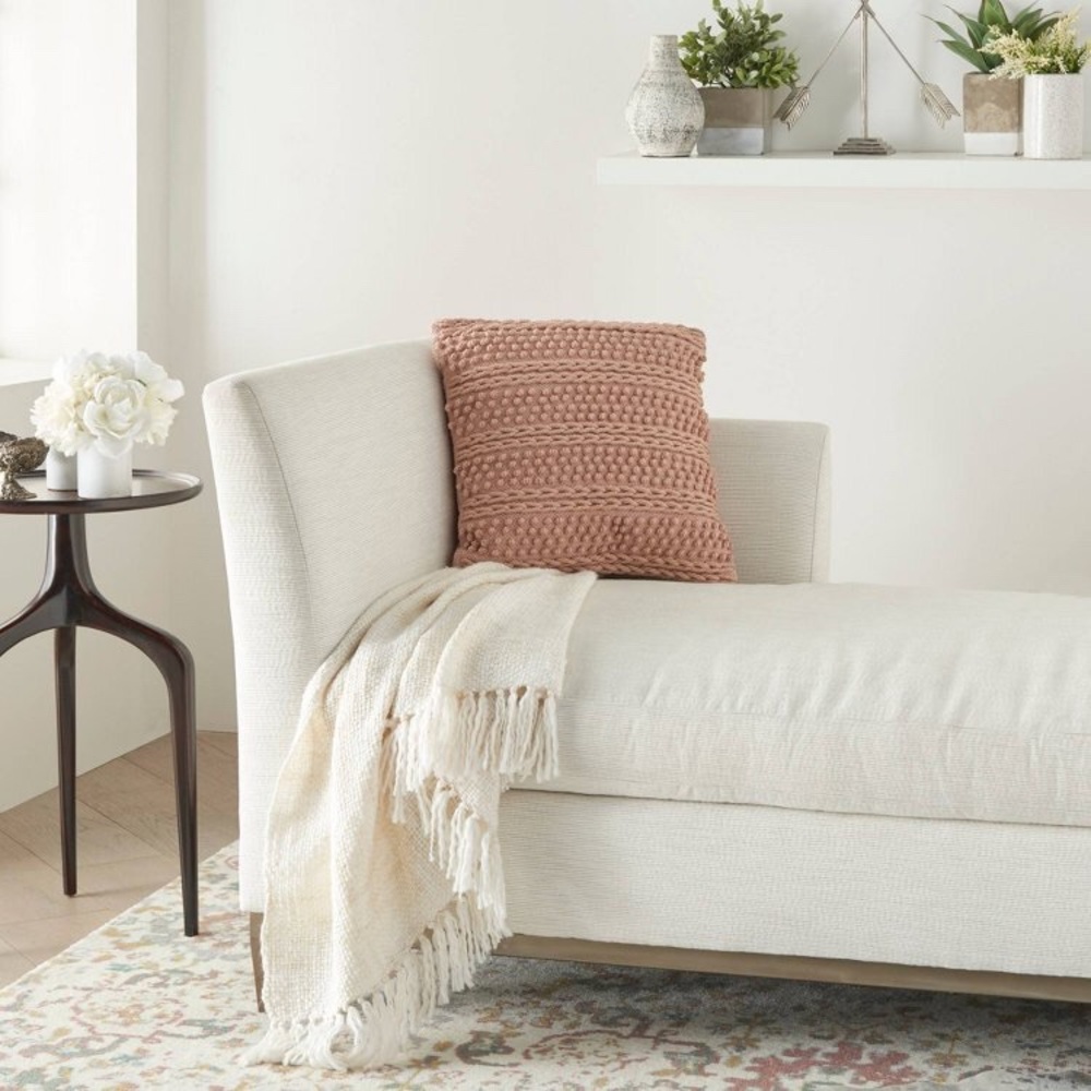 Blush throw pillow